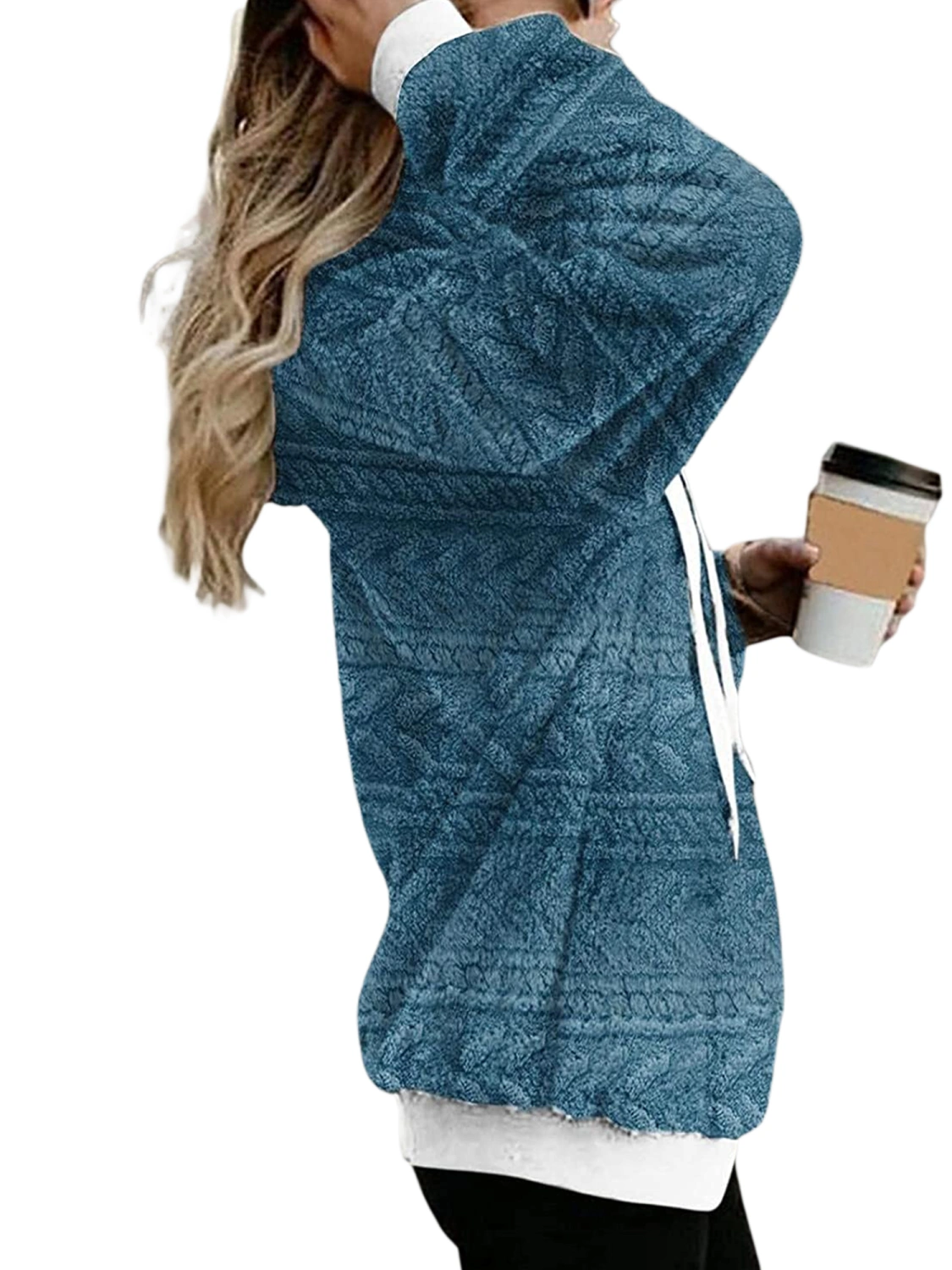 Women's Wool Hooded Sweatshirts Plush Hoodie Zipper Hooded Sweater