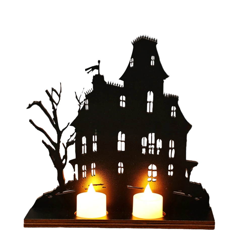 Witch Broom Shaped Candle Holder, Gothic Castle Wood Candlestick 