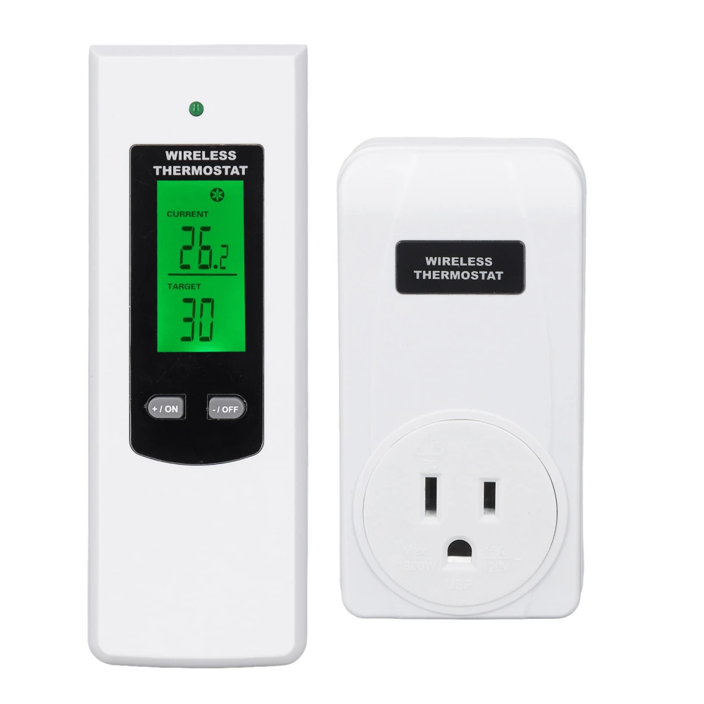 Wireless Thermostat Outlet Temperature Auto Detection LCD Backlit Temperature Controller Outlet