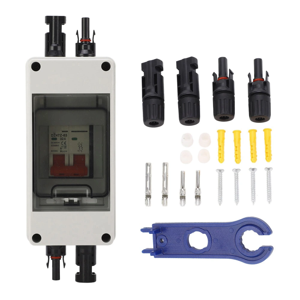 Solar Disconnect Switch Mini Circuit Breaker with IP65 Waterproof Distribution Box PV Disconnector DC500V 32A