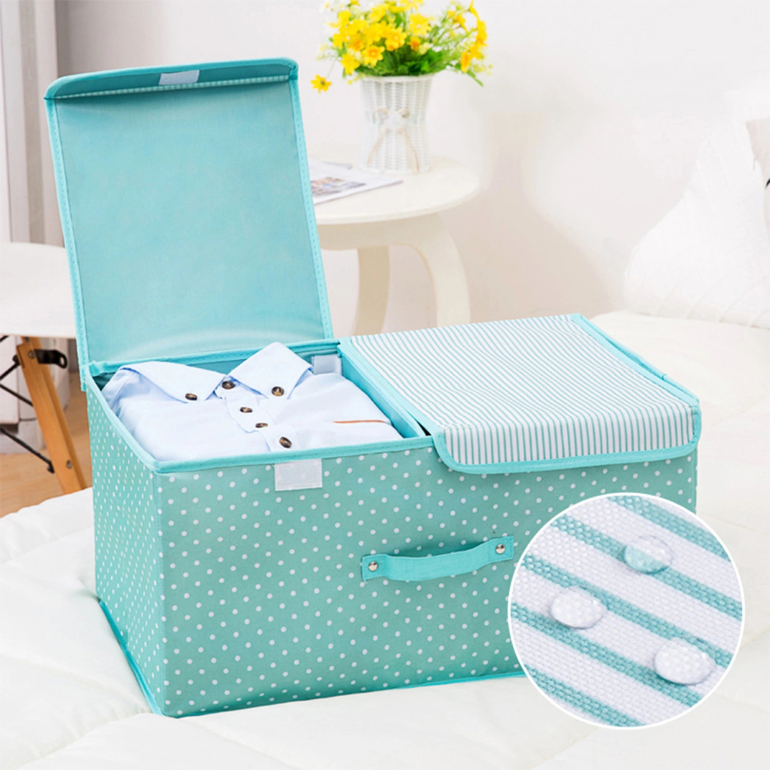 Double Lids Clothes Storage Box Foldable Storage Box for Clothes Toys