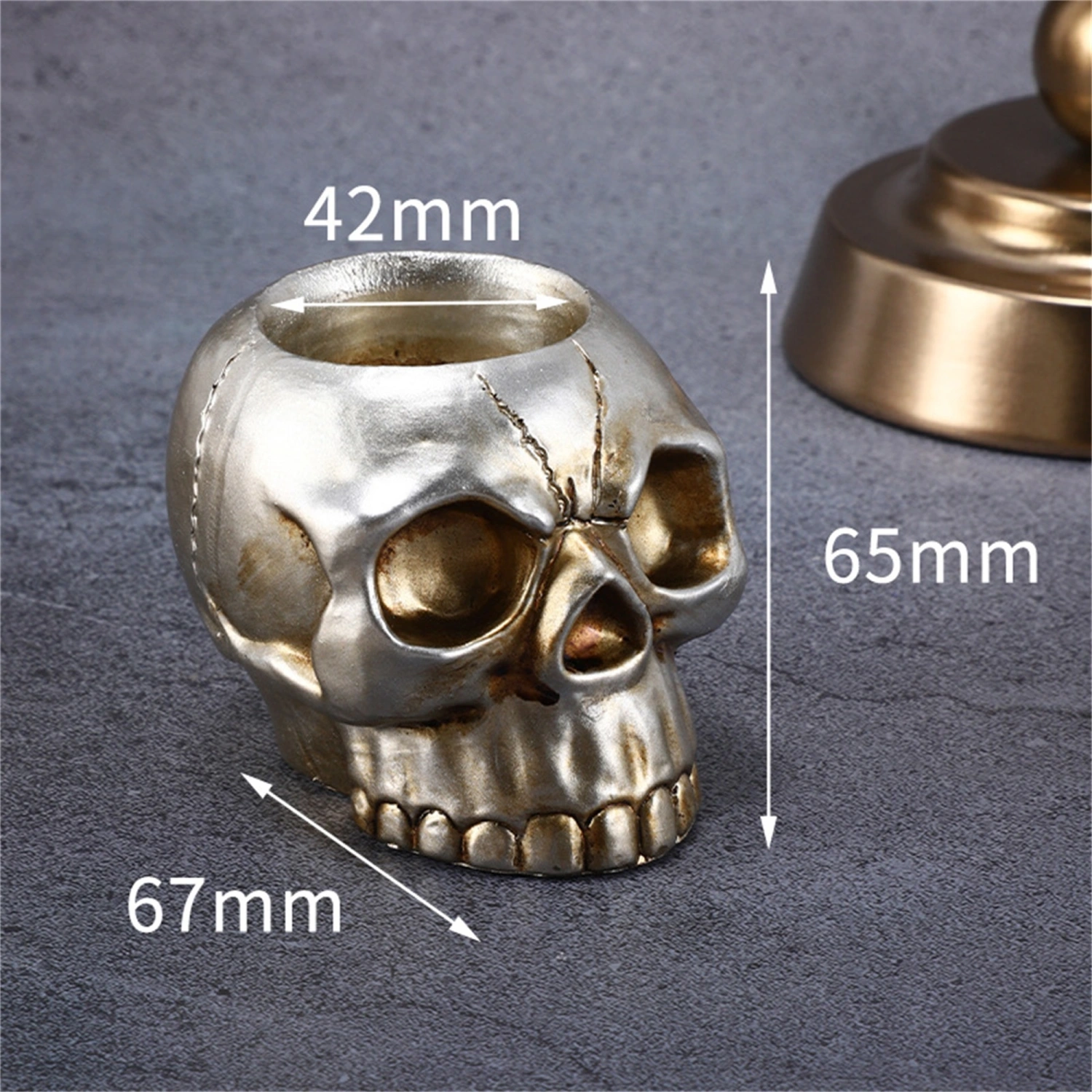 Skull Shaped Candle Holder, Mini Skeleton Skull Candlestick Holder 