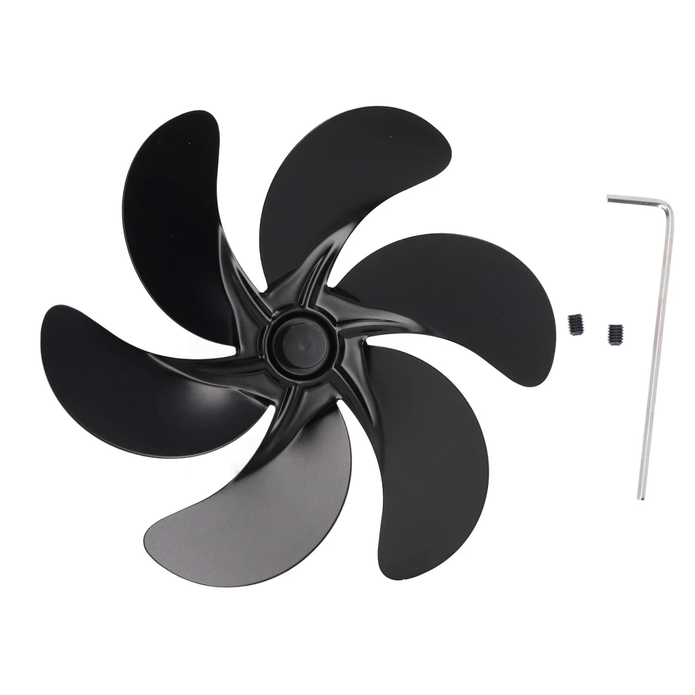 Stove Fan Blade Aluminum Alloy High Temperature Resistant Black Fireplace Fan Replacement Blade 6 Blades