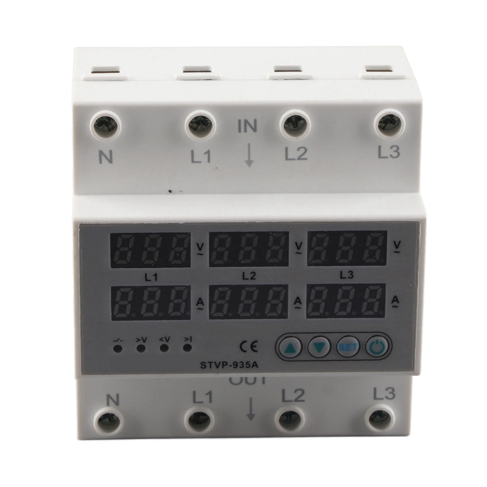 Adjustable Voltage Current Protector 3 Phase Digital Display Automatic Recovery Voltage Protector Relay AC220 380V 63A 1-63A