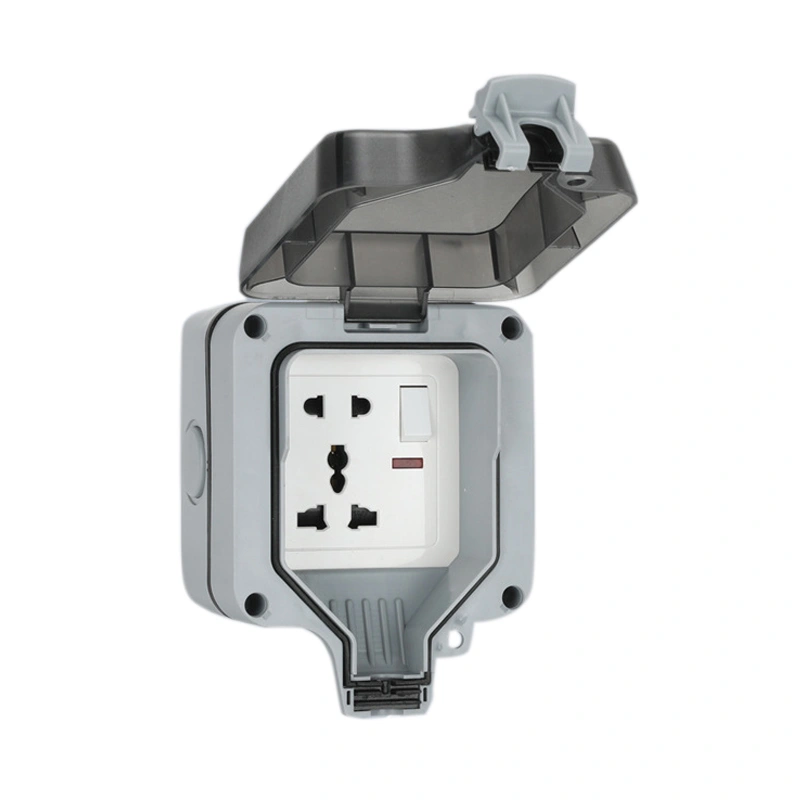 Outdoor Waterproof Socket IP66 Corrosion Resistance Anti Splashing Wall Mounted Patio Outlet for Garden 5 Holes UK Plug