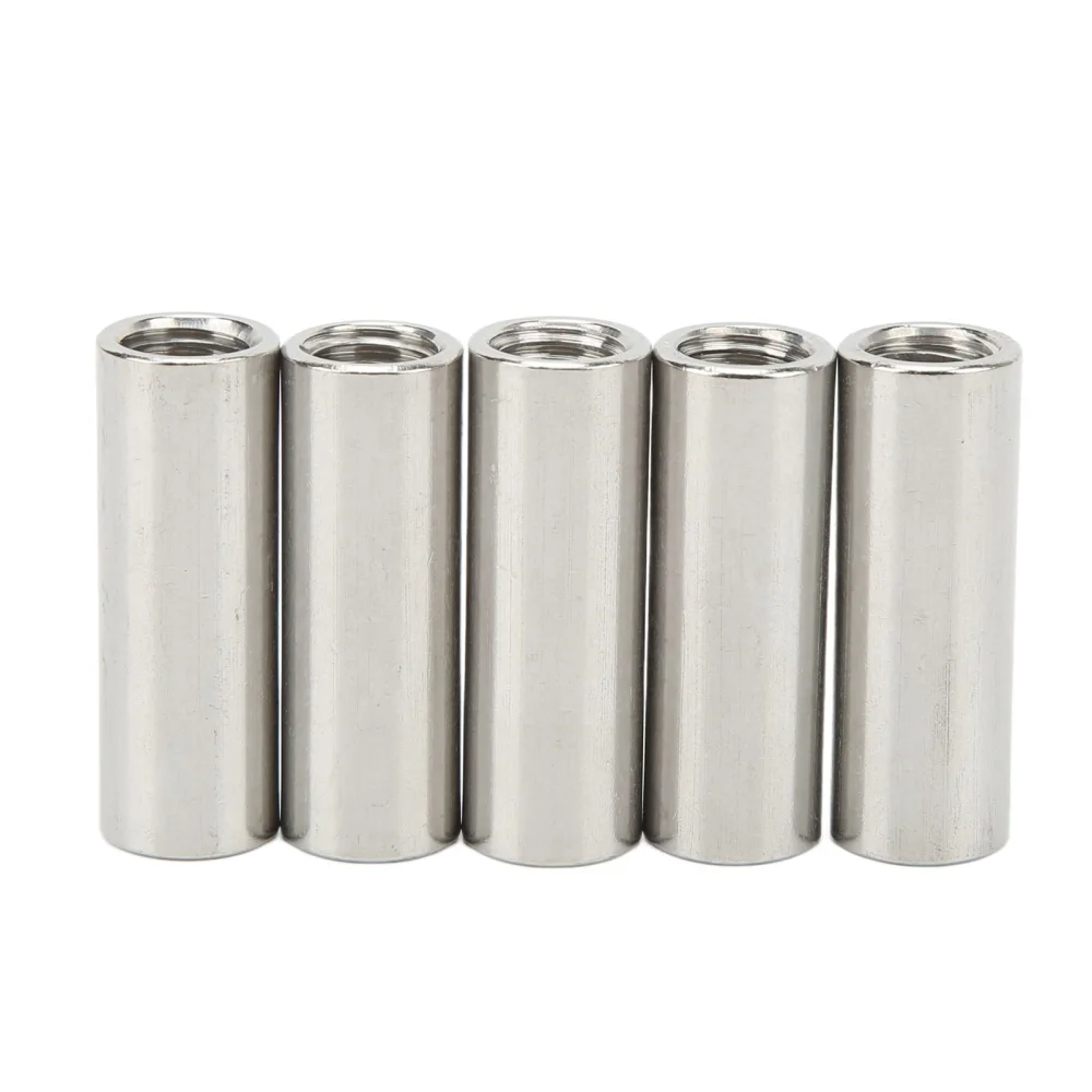 5Pcs Coupling Nut Round M12 Stainless Steel Rod Connector Nut Female Thread Fastener