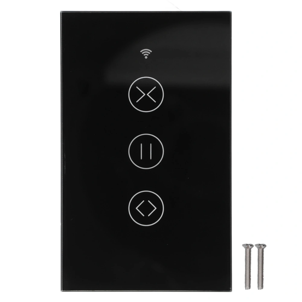 Smart Curtain Switch WiFi Timing APP Remote Control Switch Wireless Touch Switch US Plug 90‑250VBlack