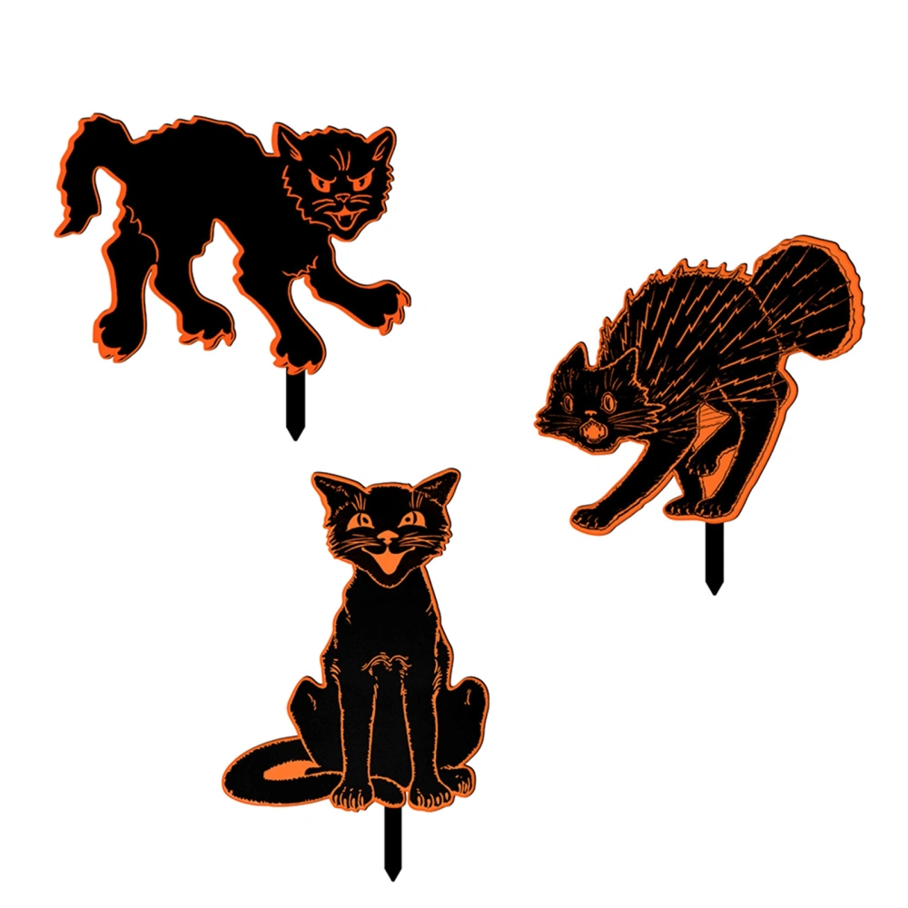 Halloween Cat Silhouette Garden Statues Decorative Garden Stakes