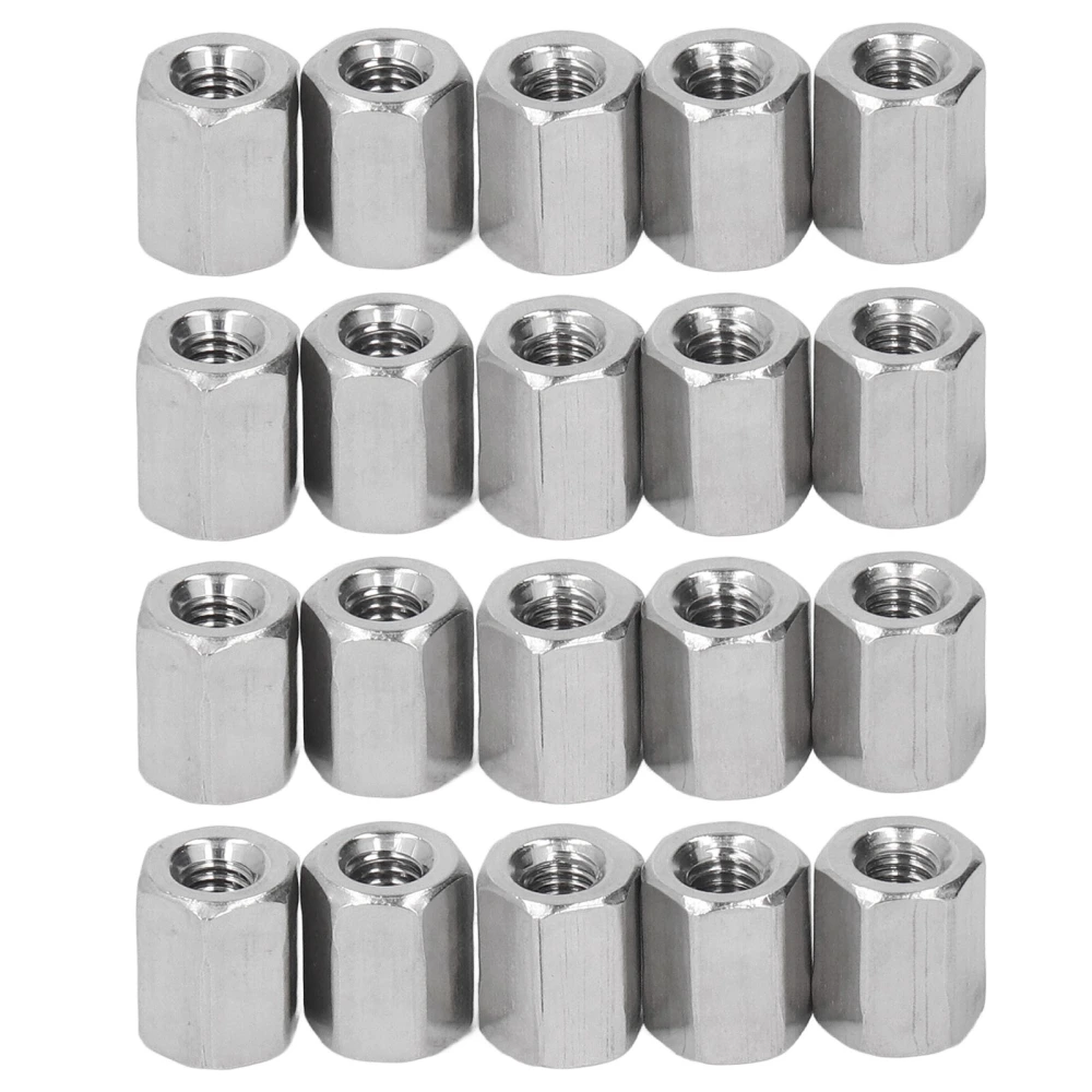 20PCS Hex Coupling Nut Stainless Steel Rustproof M4 X 0.7 8 L10mm 6 Sides Connector Nuts for Installation