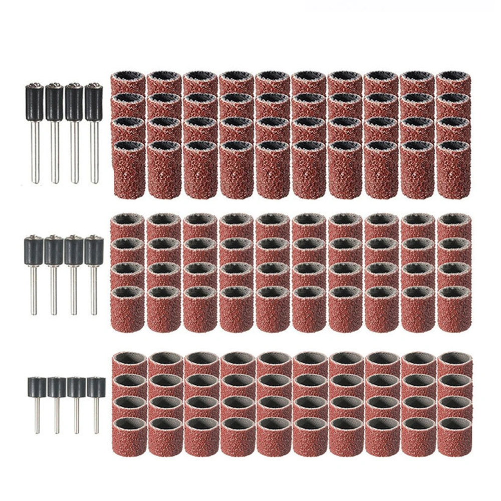 Sanding Drum Set 120Pcs 1/2 3/8 1/4 Sanding Bands 12Pcs Drum Mandrels for Nail Drill