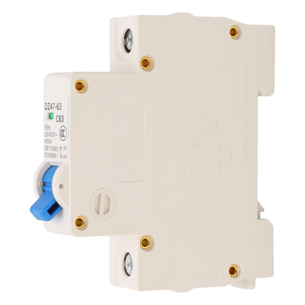 Miniature Circuit Breaker 1P 4500A Breaking Capacity Flame Retardant DIN Rail Mount Circuit Breaker 400V