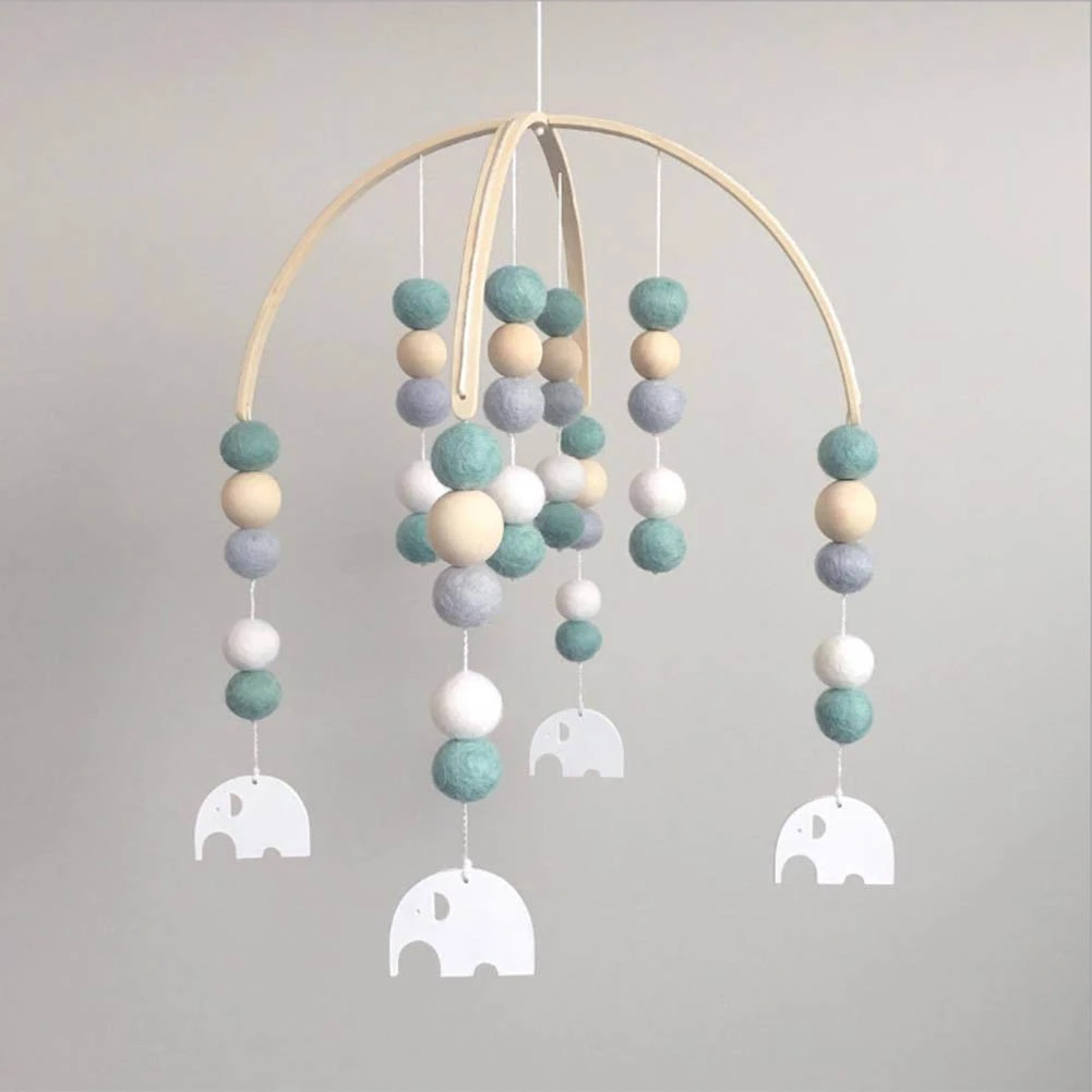 Baby Crib Mobile Hanging Toys Felt Ball Pendant Wind Chimes Decorations