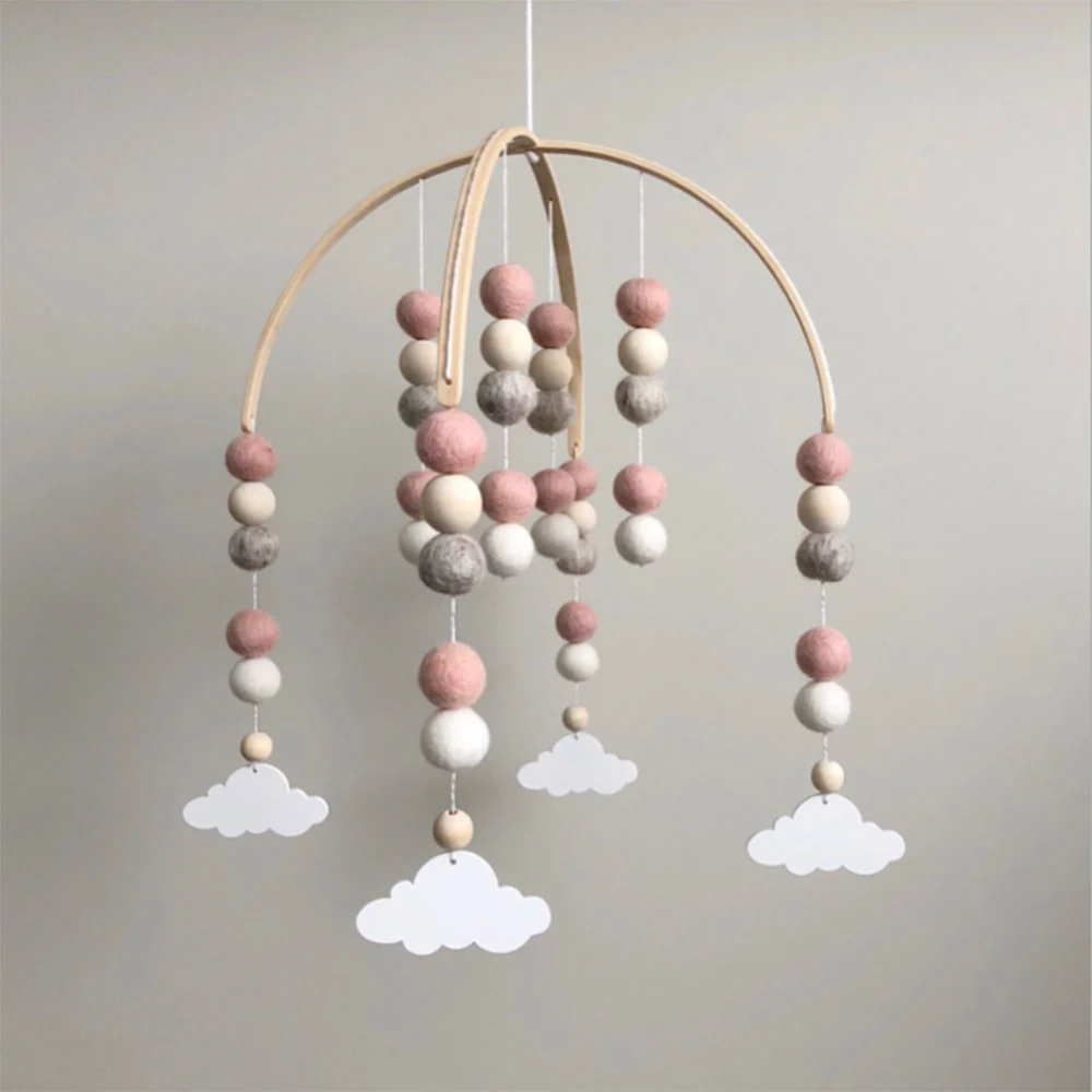 Baby Crib Mobile Hanging Toys Felt Ball Pendant Wind Chimes Decorations