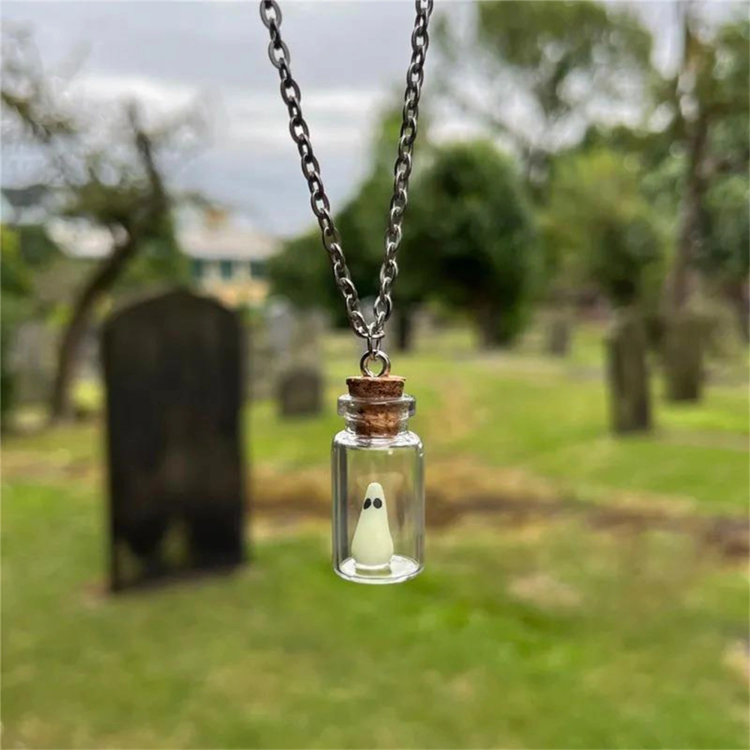 Halloween Ghost Necklace Glow in the Dark Ghost Pendant Necklace