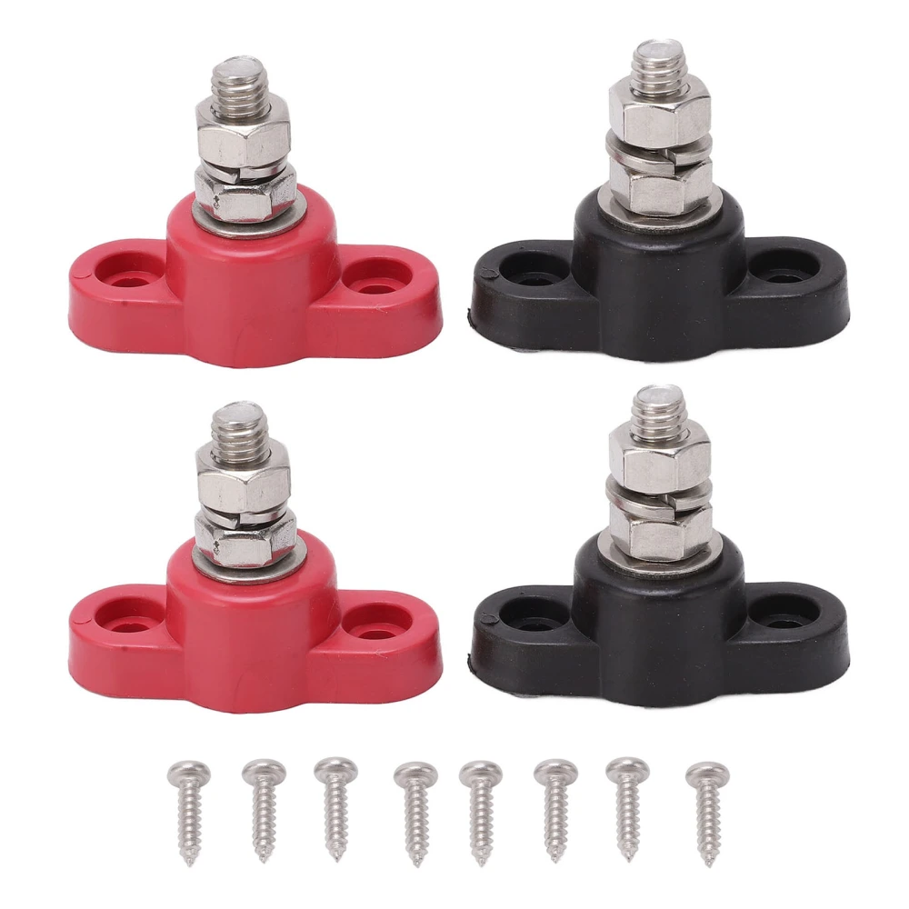 4Pcs Battery Terminal Blocks 12V 24V Safe Red Black Power Stud Battery Junction Block Post