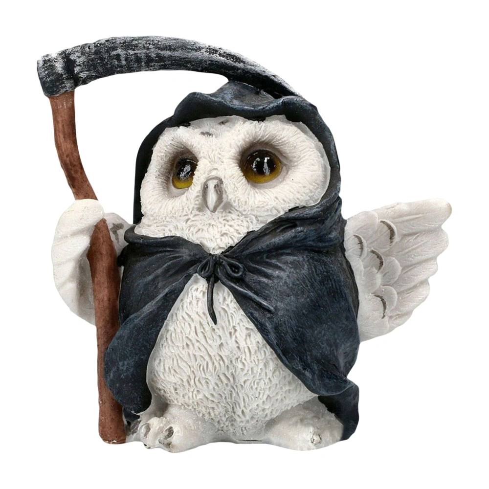 Reaper Owl Statue Outdoor Garden Sculpture Funny Resin Figurine 