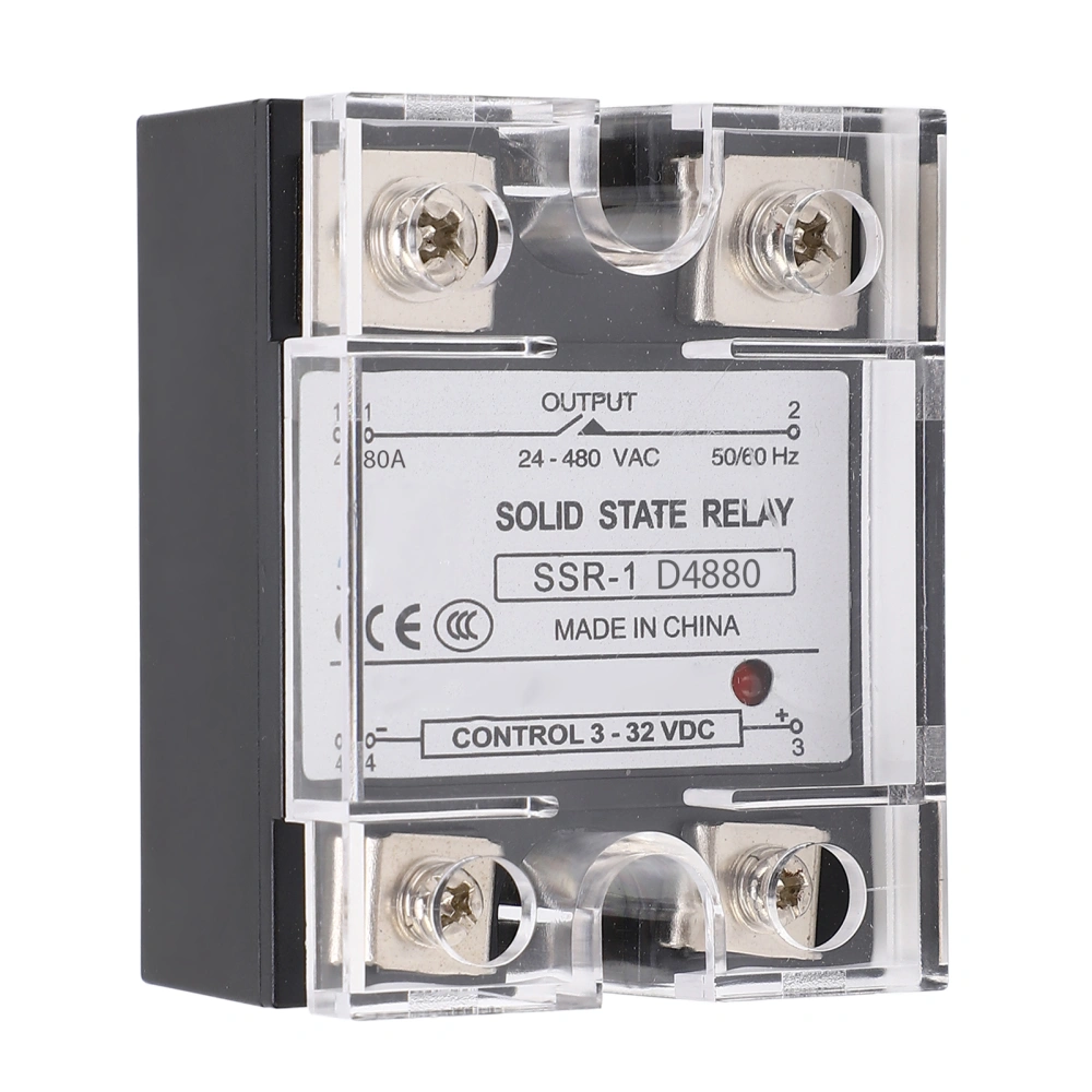 Solid State Relay 80A Quick Switching Low Interference DC to AC SSR Relay 3‑32VDC Control 24‑480VAC Load