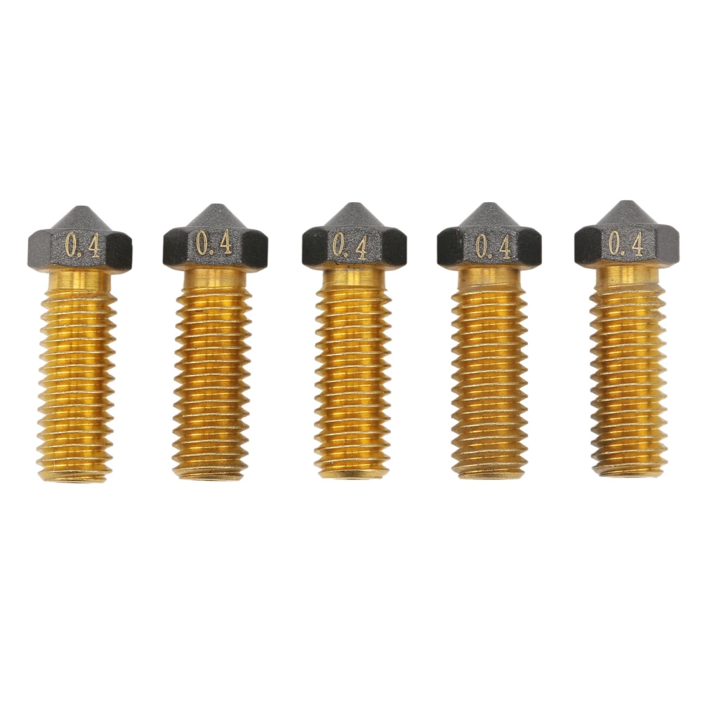 5 Pcs 3D Printer Hotend Nozzle 0.4mm Brass PTFE Coating Extruder Hot End Nozzle for 1.75mm Filament Volcano Nozzle