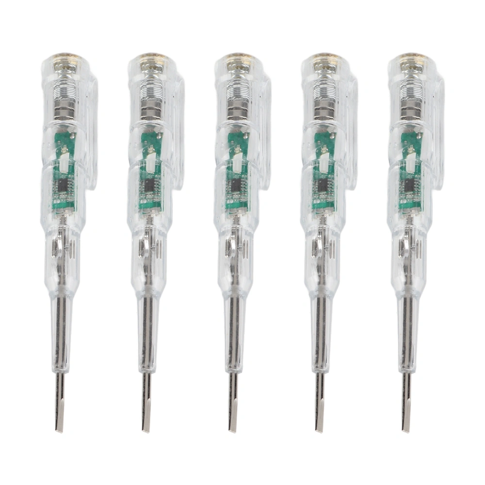 5 Pcs Electrical Tester Pen Multifunctional Bright LED Light Transparent Shell Inductive Voltage Tester Screwdriver