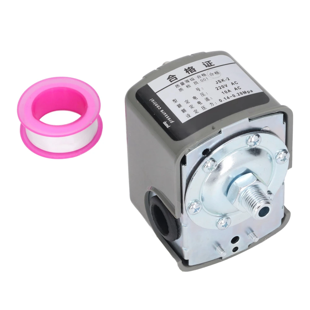 Water Pump Pressure Switch Adjustable Pressure Control Switch 1/4in NPT Male Thread AC220V 10A