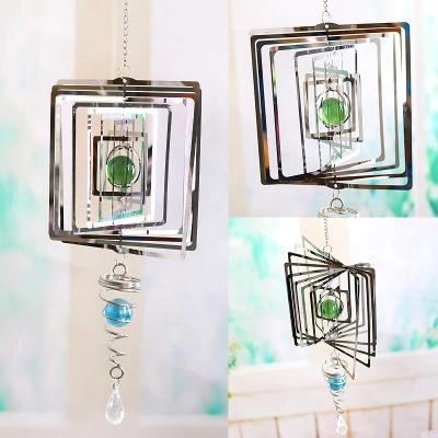 Home-Hanging Windbell Light Stainless Steel 3D Rotating Wind Chimes