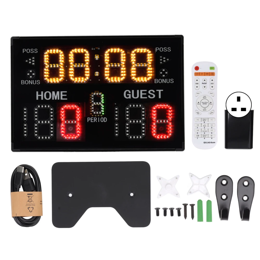 Indoor Tabletop Electronic Scoreboard Multisport 11 Digit LED for Match Training GA30B 100‑240V UK Plug