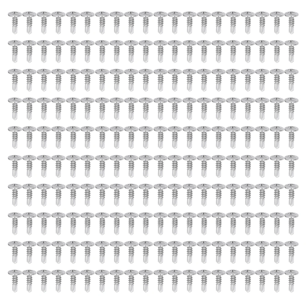 200Pcs Self Drilling Screw Round Washer Head Screws 304 Stainless Steel for Wood Work M4.8x16