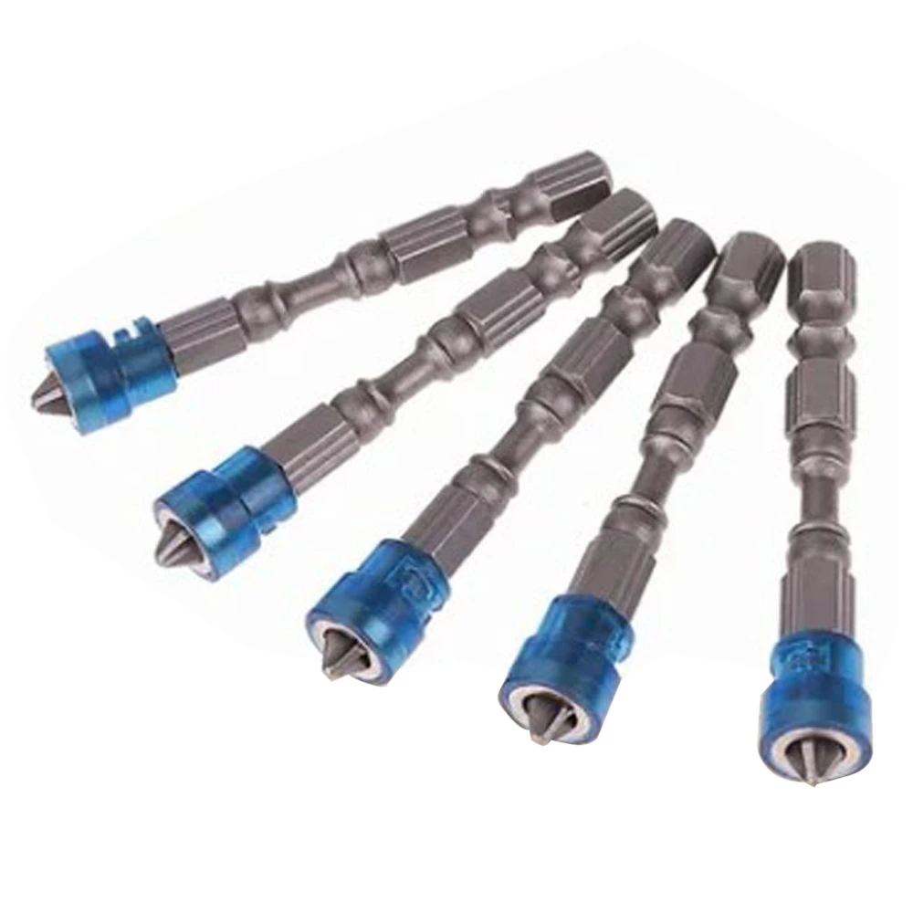 5Pcs Screwdriver Bit Strong Professional Magnetic Cross Electric Screwdriver Bit Blue 65mm