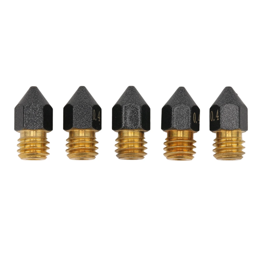 5 Pcs 3D Printer Hotend Nozzle 0.4mm Brass PTFE Coating Extruder Hot End Nozzle for 1.75mm Filament MK8 Nozzle