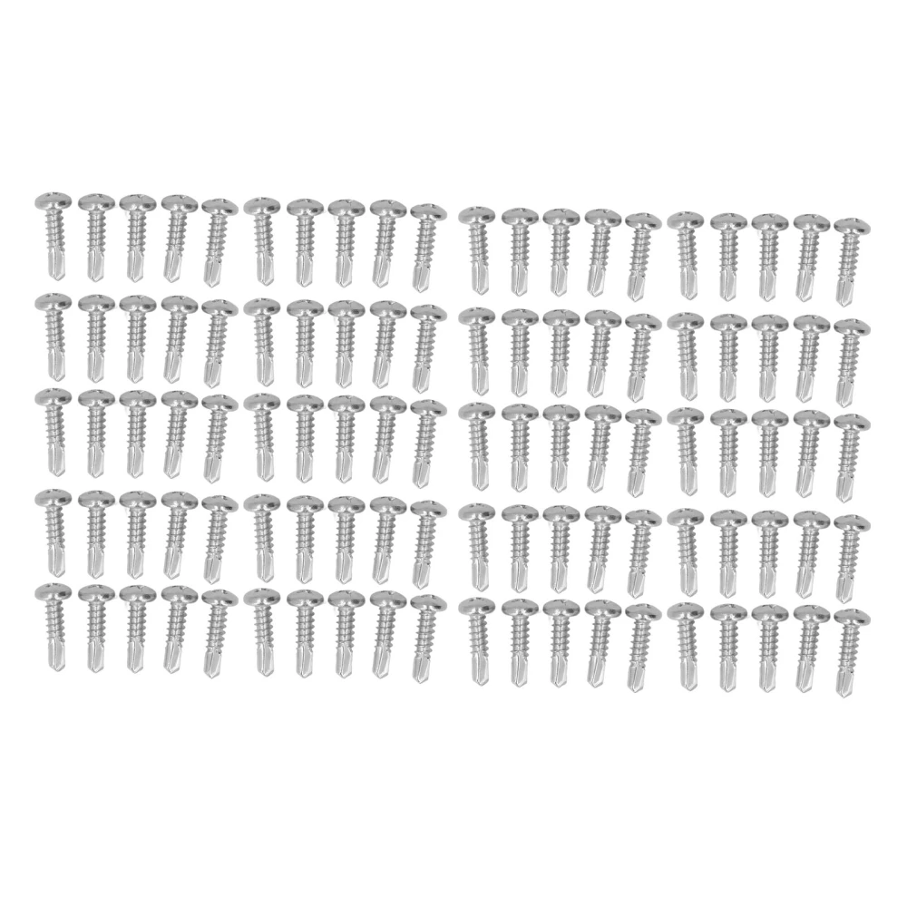 100Pcs Self Drilling Screw Stainless Steel Round Head M4.8x19 Fastener Set Kit for Repair