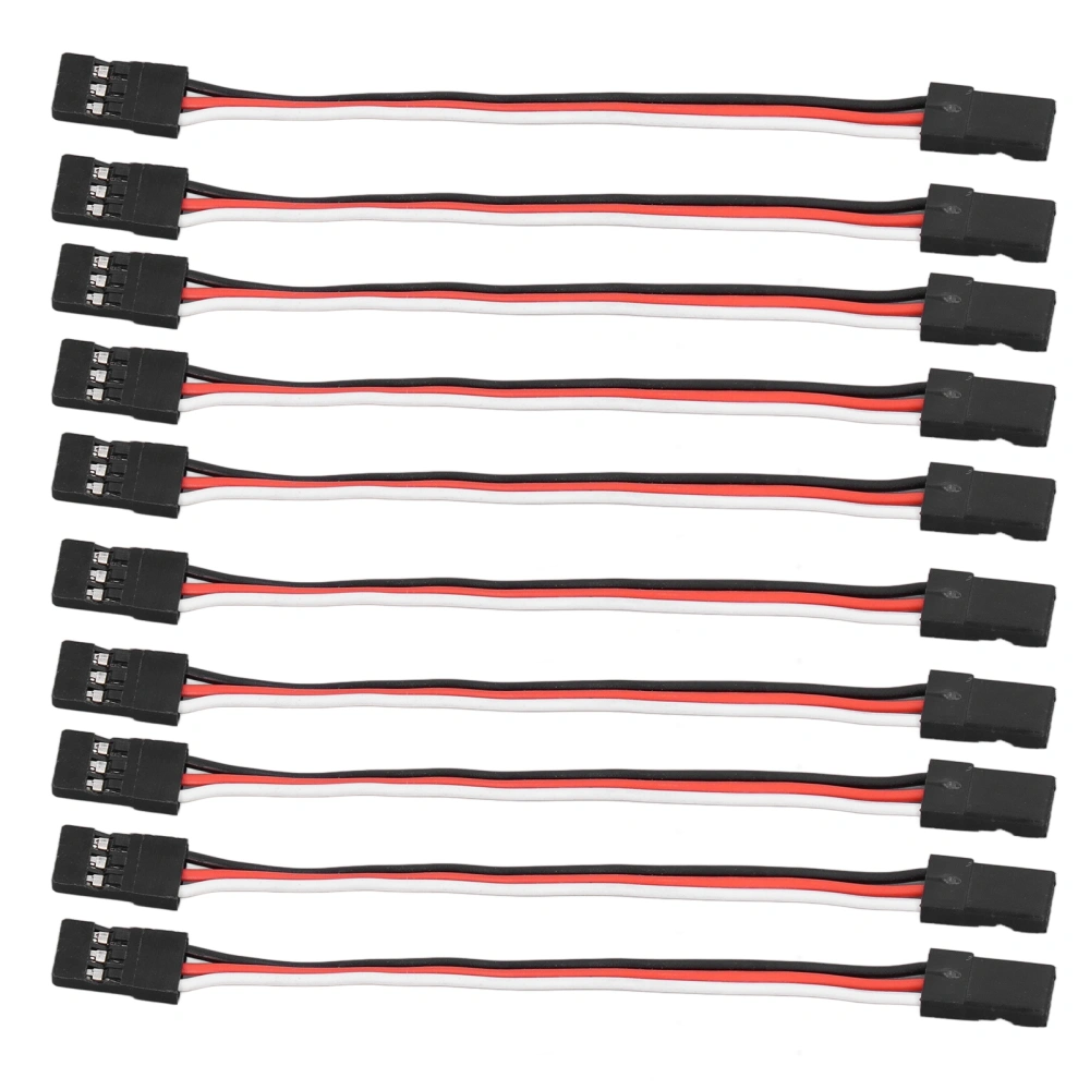 10PCS 3 Pin Servo Extension Cable Model Car Servo Driver Connection Line Brass Inner Core 100mm Female to Female