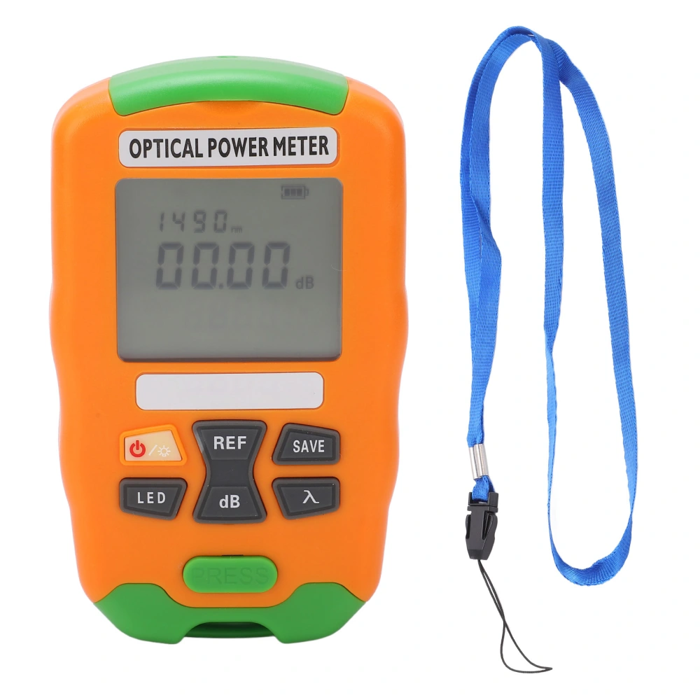 Orange Mini Fiber Optic Power Meter Fast Accurate Sensitive Robust Small Optical Fiber Tester ‑70 to +10dBm