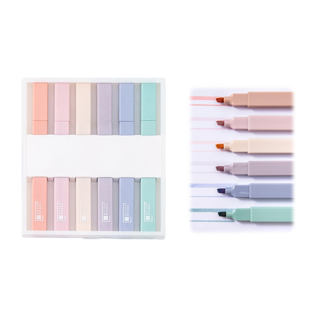 6Pcs 6 Colors Pastel Highlighter Pens Soft Tip Highlighter Marker Pens for Students Teens Kids Adults