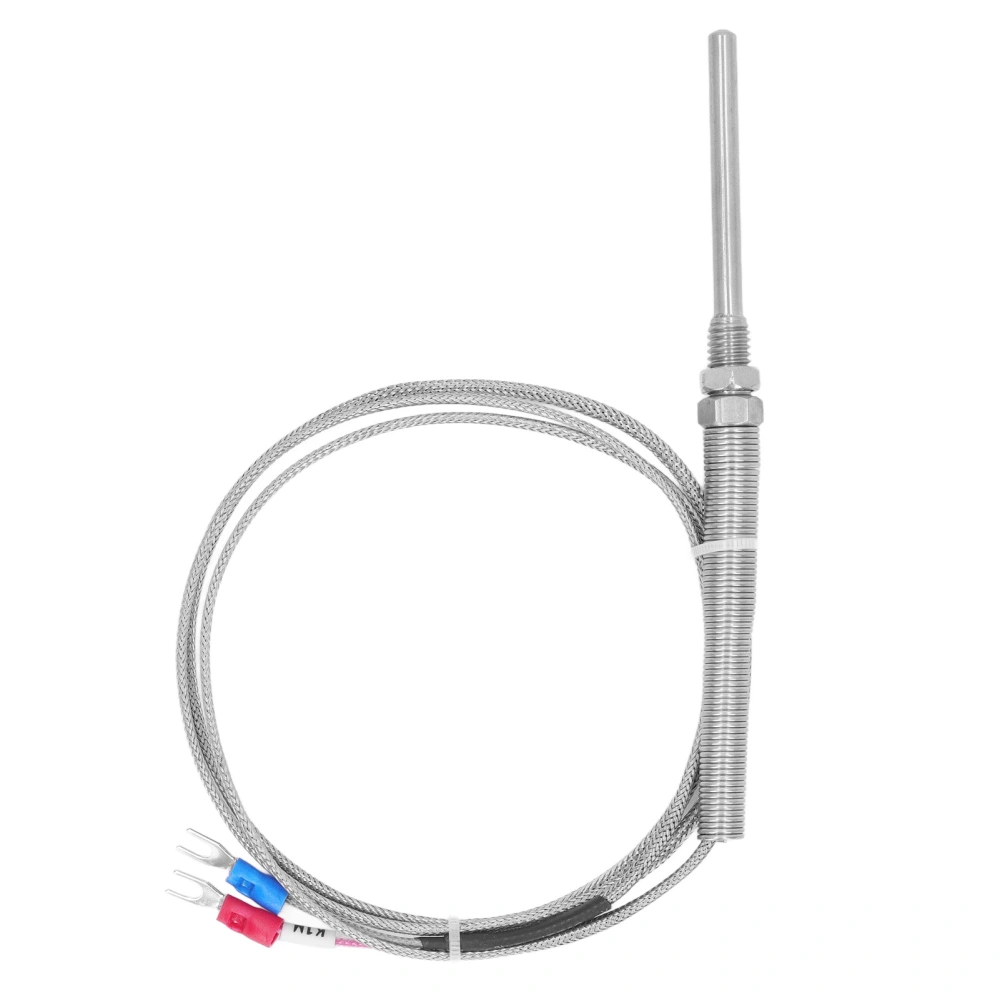 K Type Thermocouple 304 Stainless Steel Temperature Sensor 5x50mm M8 Probe Thermocouple with Insulation 1m/39.3in