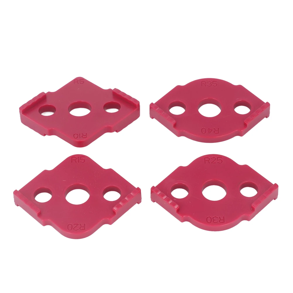 4 Pcs Radius Jig Router Template ABS Wear Resistant Woodworking Corner Radius Jig Half Rounded Corner Positioner Red