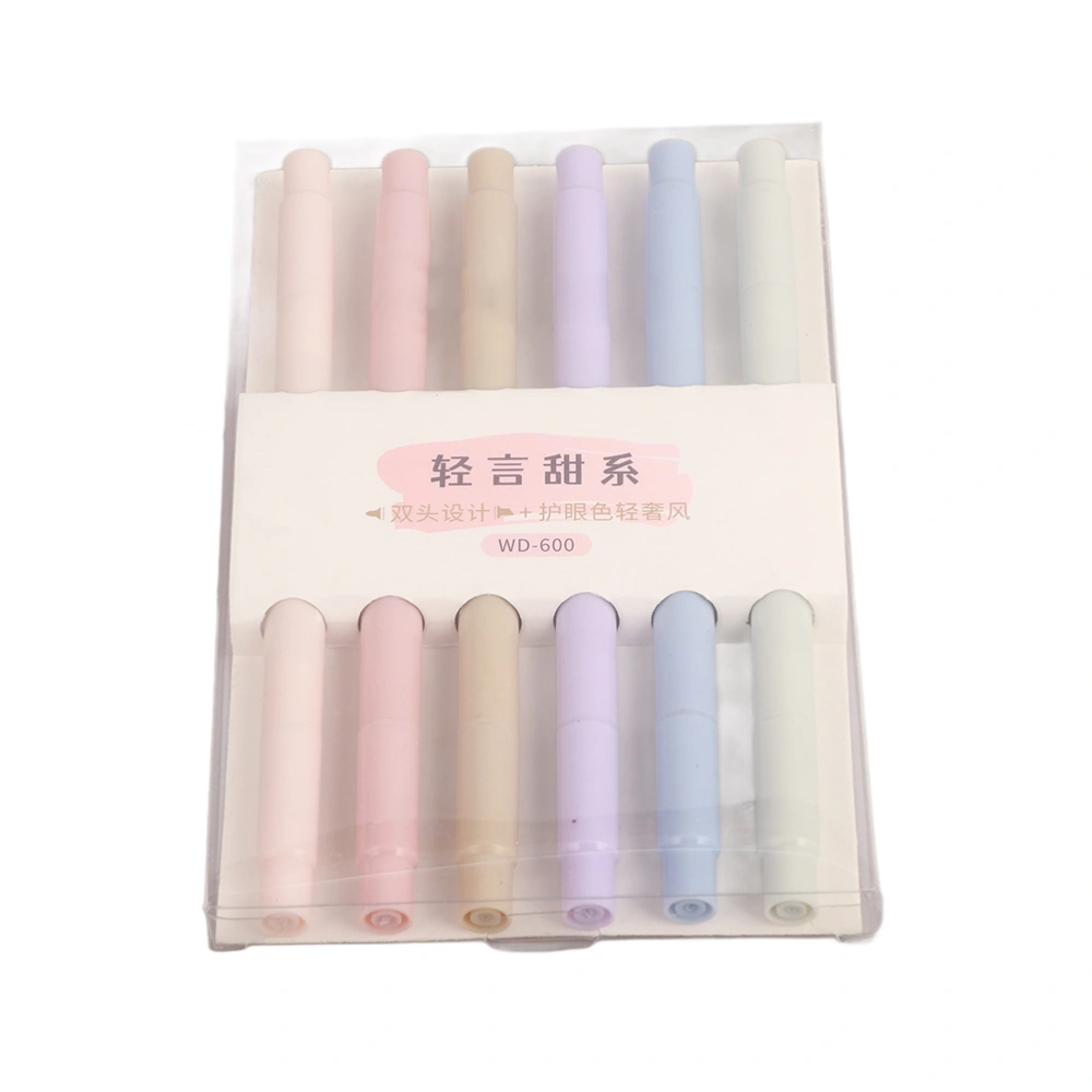 6Pcs 6 Colors Pastel Highlighter Pens Soft Tip Highlighter Marker Pens for Students Teens Kids Adults