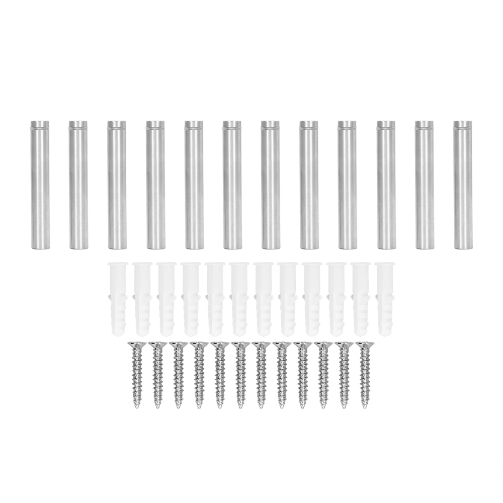 12 Set Sign Standoff Screw 12x80mm Stainless Steel Mounting Glass Hardware Advertising Screw Kit for Home Use