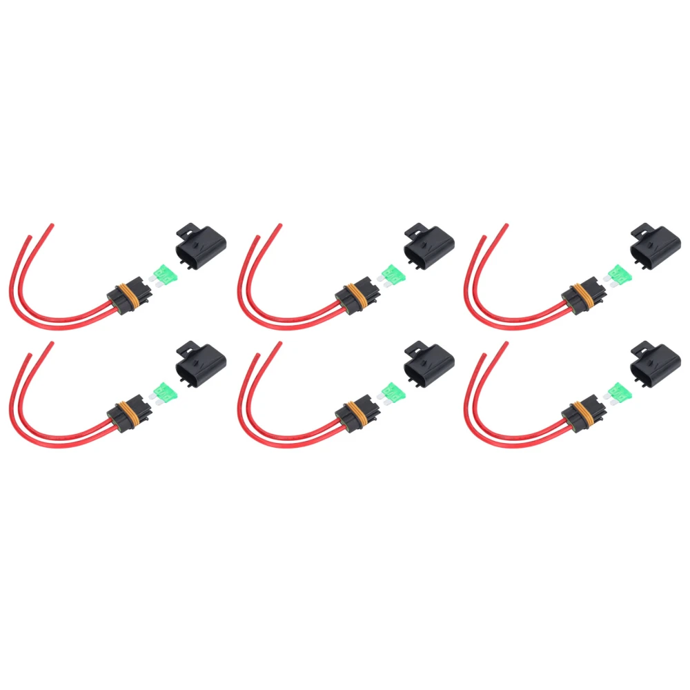 6Pcs Inline Fuse Holder IP66 Waterproof 12AWG 30A Blade Wiring Harness for Boat Car