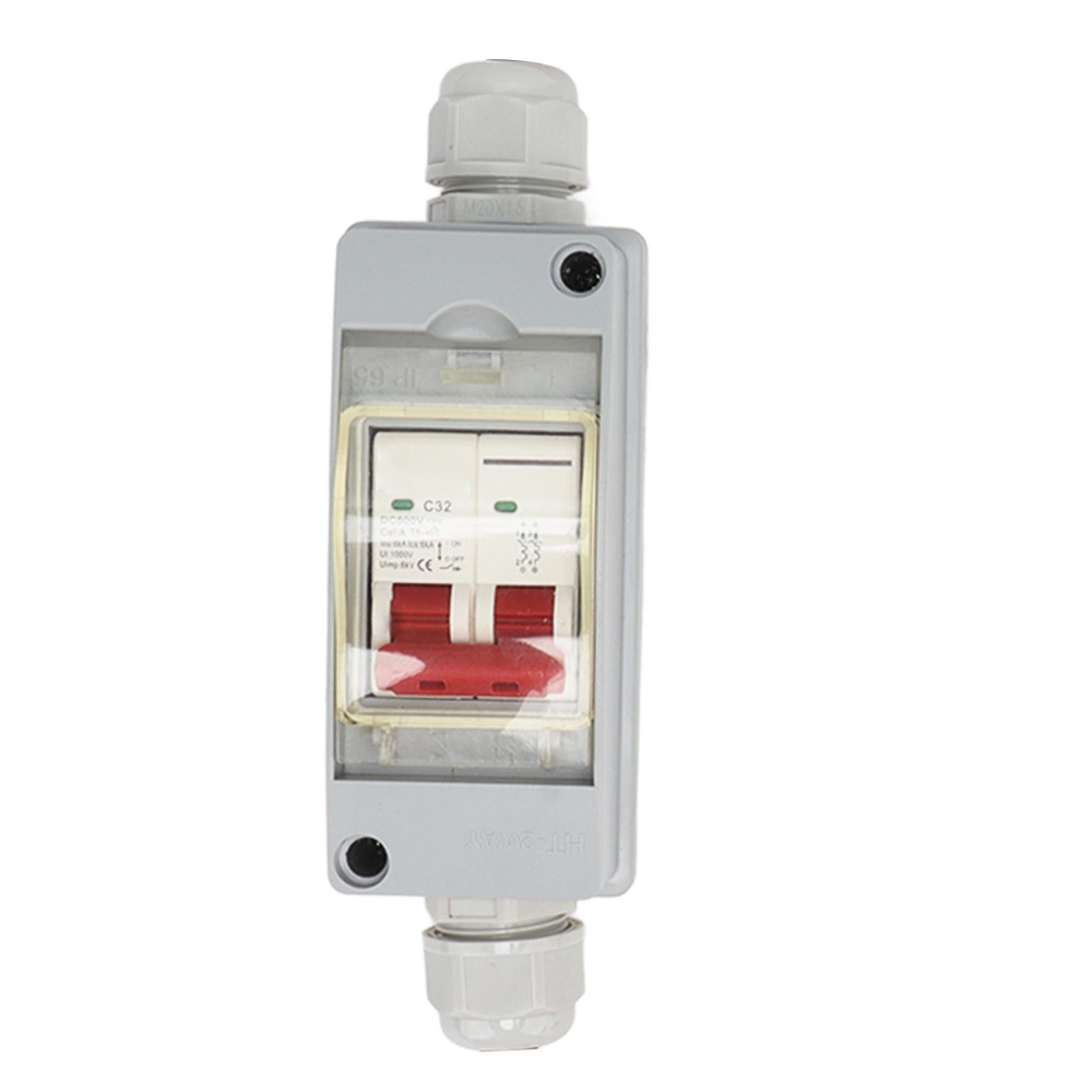 Circuit Breaker MCB 2P DC 500V 32A Disconnect Switch with IP65 Waterproof Distribution Box Without Cable