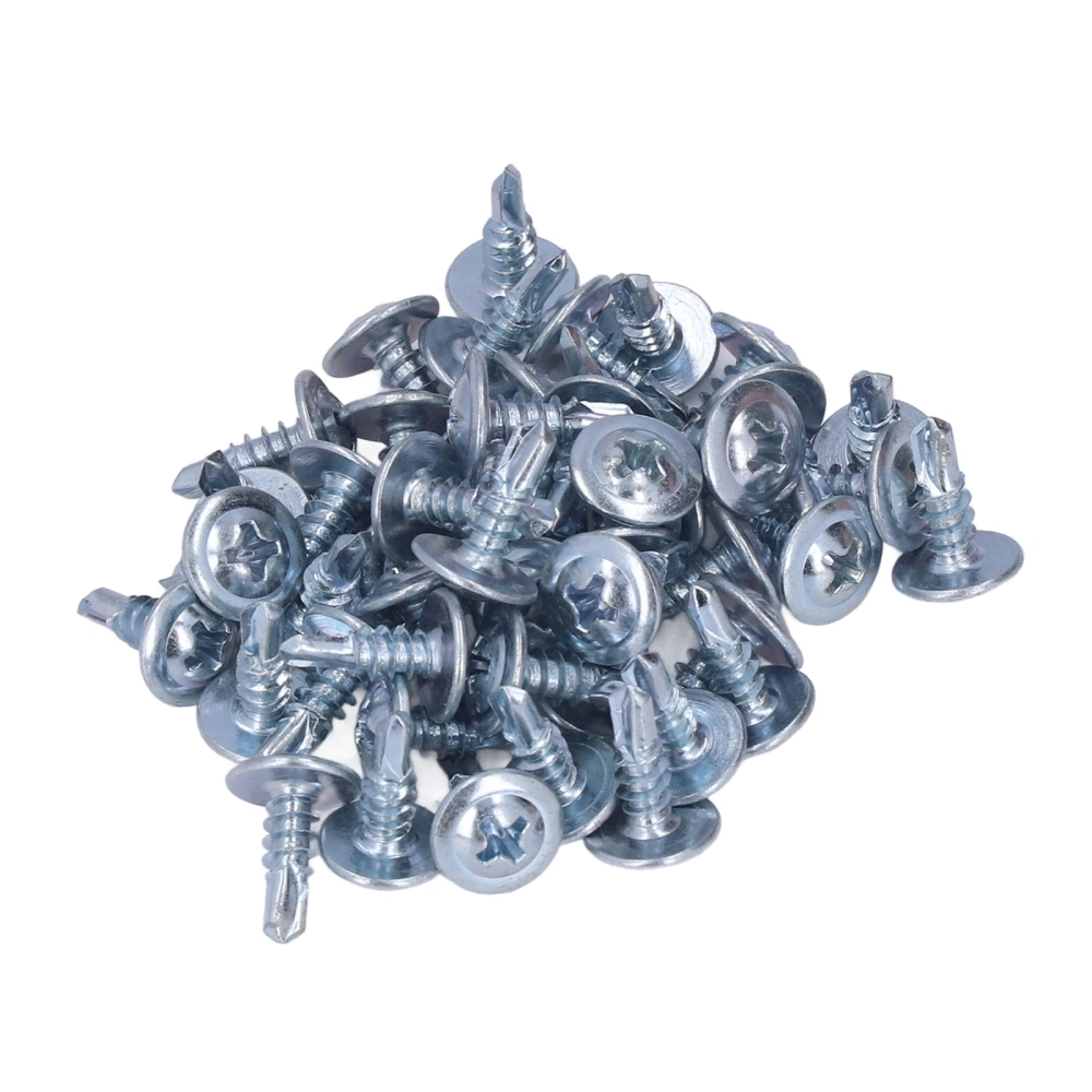 50PCS Round Head Drill Screw Set Carbon Steel Galvanized Self Drilling Screws 4.2x13mm Washer