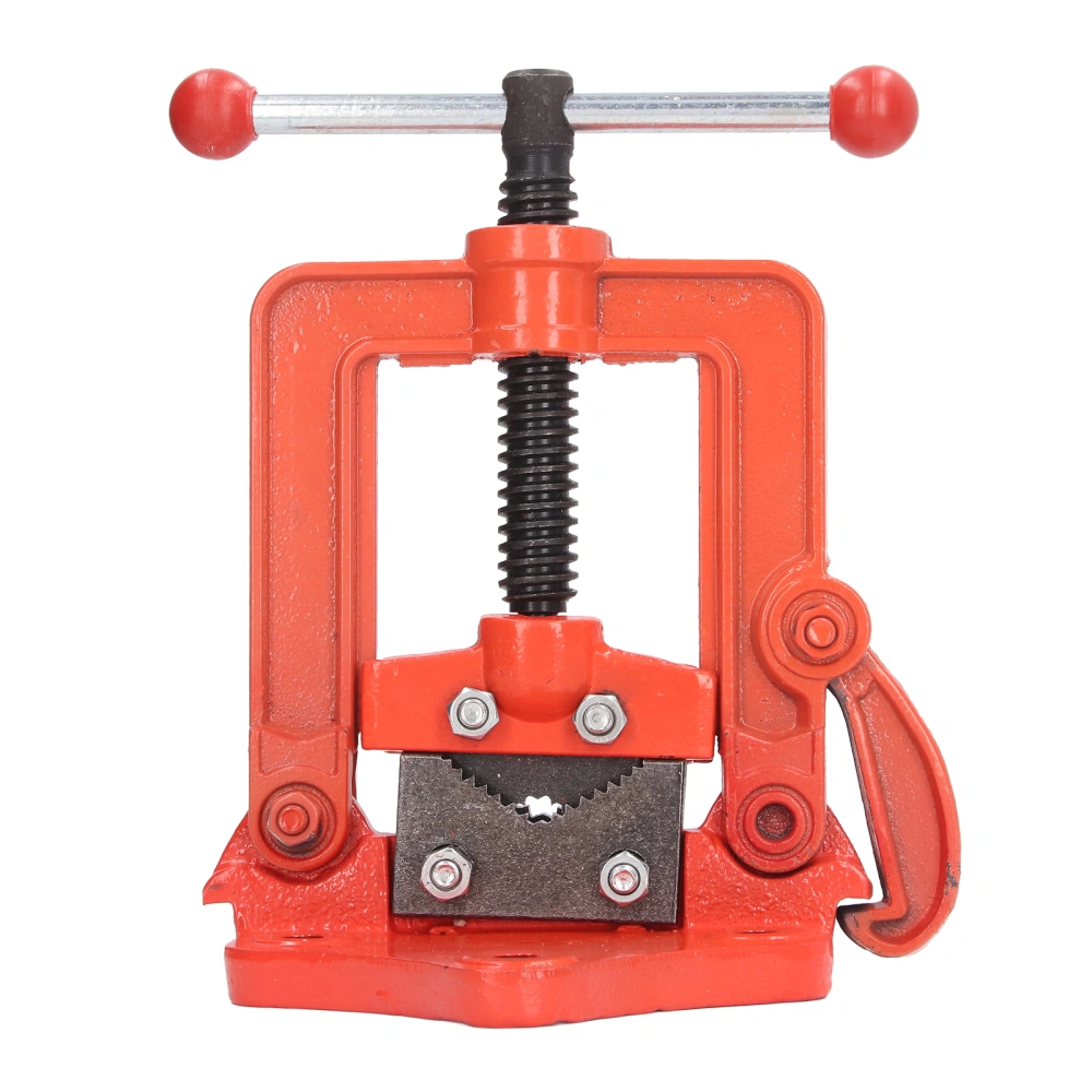 Bench Pipe Vice Heavy Duty Yoke Hinged Clamp Threader Strong Toughness Cutting Edge Plumber Tool