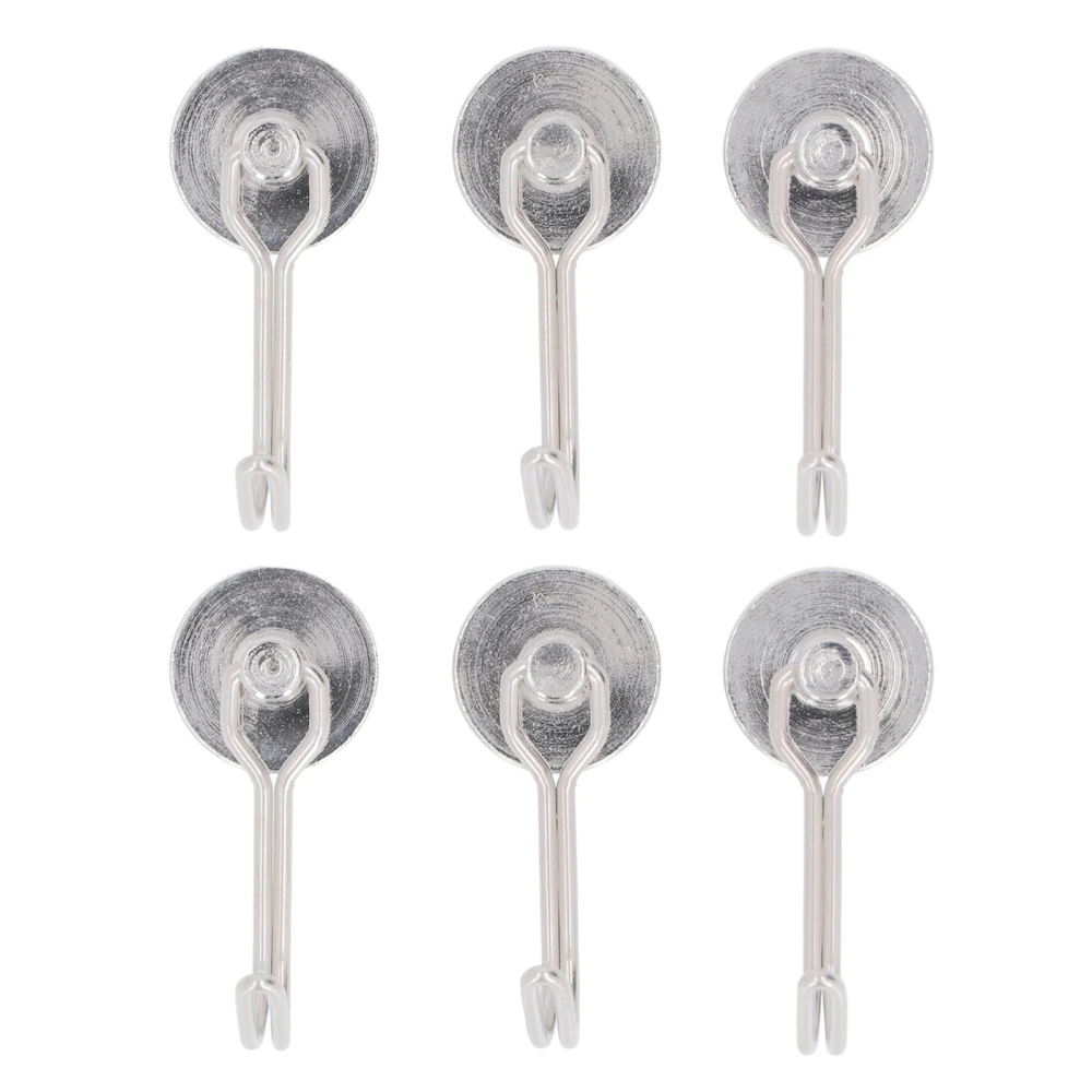 6Pcs Magnetic Hook 180° Rotation 0‑8kg Strong Neodymium Magnet for Refrigerator Home Nickel Colour