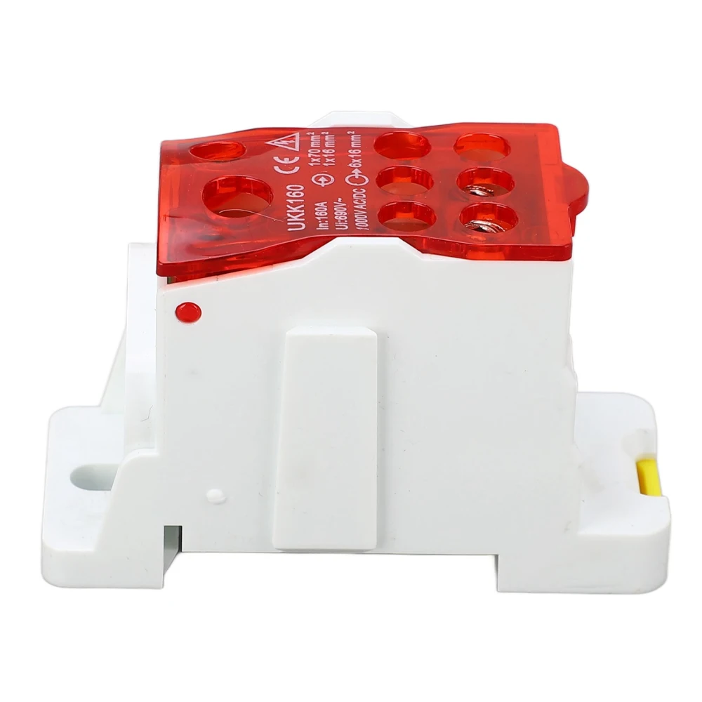 Terminal Distribution Box 690V 160A DIN Rail Terminal Block Power Junction Box for Electricity Red