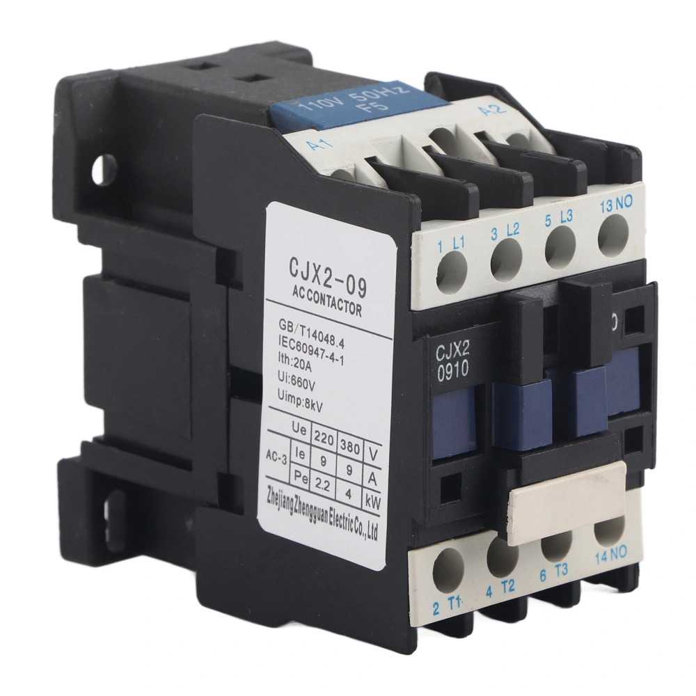 AC Contactor Normally Open Coil for Motor Power Supply Controls Indicators M5 Screw 9Amp 50HZ AC110V