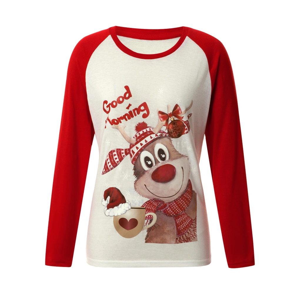 Ladies Pullover Raglan Long-sleeved Christmas Cartoon Elk Sweater