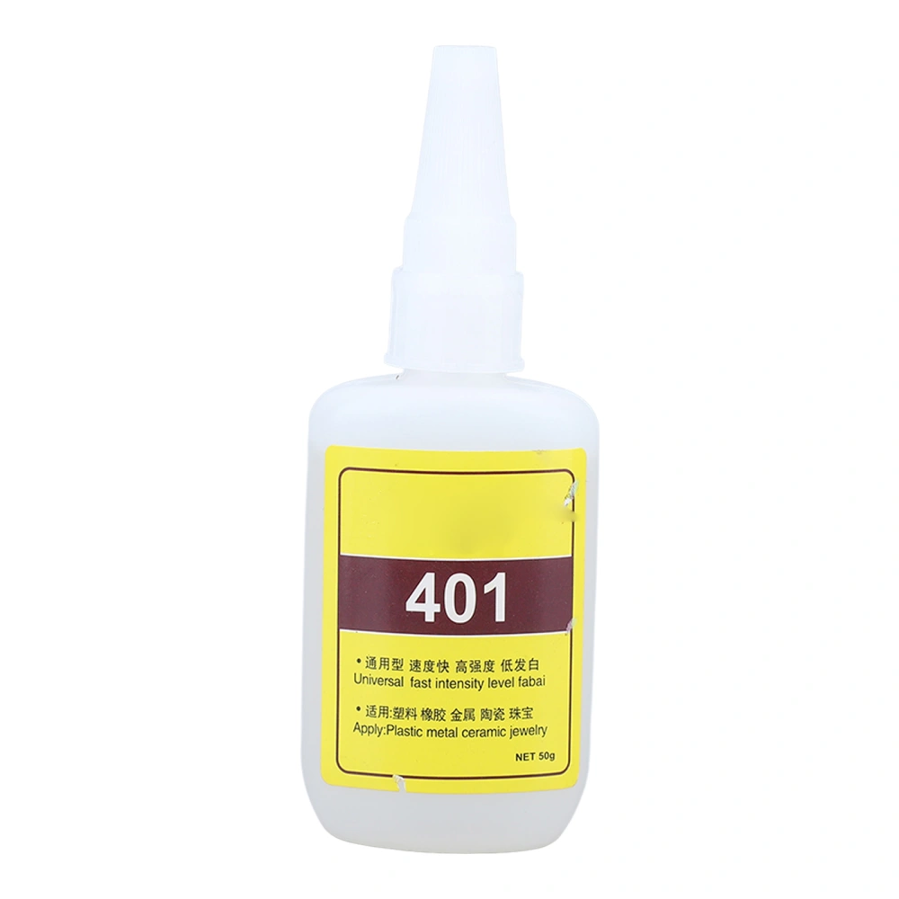 401 Universal Glue High Adhesive Strength 50g Fast Curing 120Mpas Viscosity Metal Glue for Rubber Ceramics Plastics