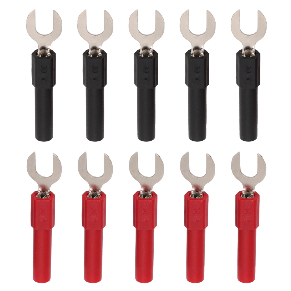 10pcs Fork Spade Wire Connectors PVC Brass Material 6mm/0.2in Y Type 4mm/0.2in Hole U Type Banana Plug Maximum.10A