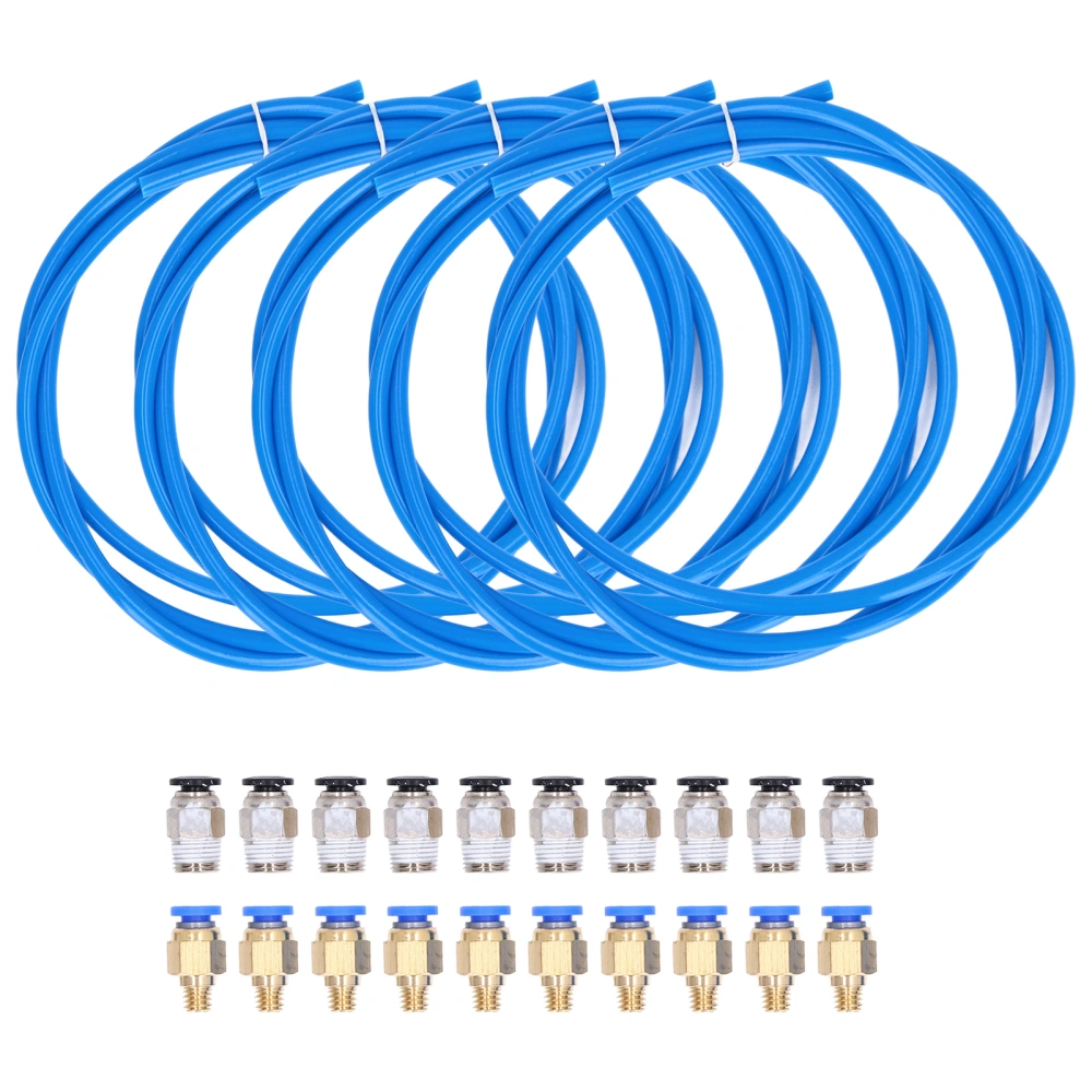 5PCS PTFE Tubes with 20PCS Pneumatic Fittings PC4‑M6 PC4‑M10 for 3D Printer 1.75mm Filament