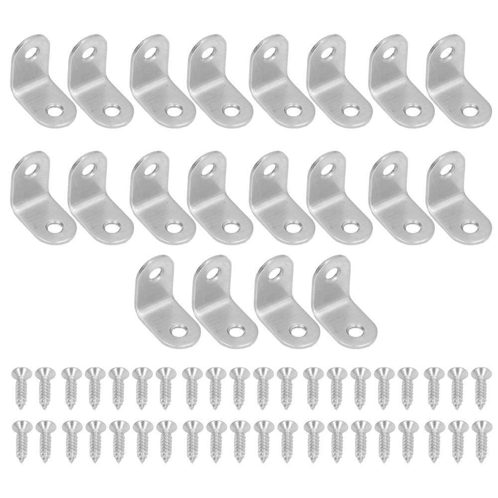 20Pcs L Bracket Corner Brace Stainless Steel with Screw Set Kit for Cabinet Bookshelf