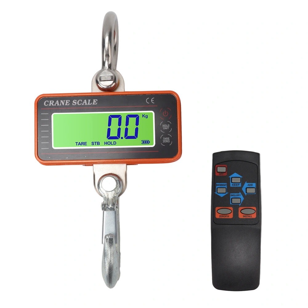 Digital Crane Scale 1500kg 3000lb Electronic Industrial Heavy Duty Hanging Scale with Remote Control LED Display Orange